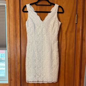 Ann Taylor White Floral Lace Mini Dress